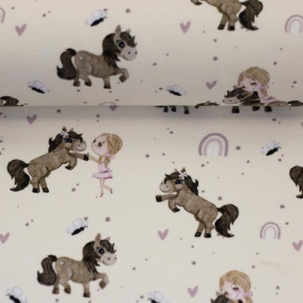 Baumwolljersey Ponys auf Vanille by Swafing by Sabine Marschall